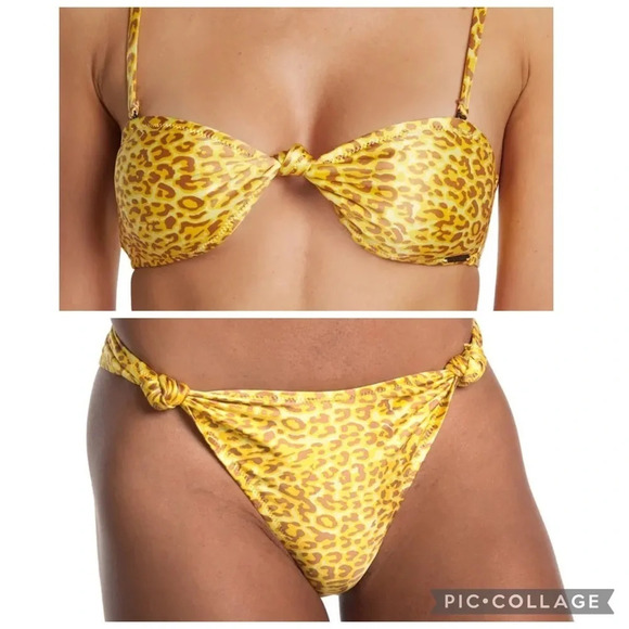 Kendall & Kyle Golden Leopard Print Bikini Size L - Picture 2 of 11